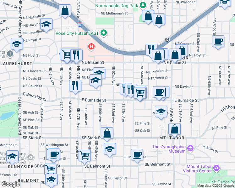 map of restaurants, bars, coffee shops, grocery stores, and more near in Portland