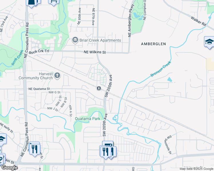 map of restaurants, bars, coffee shops, grocery stores, and more near 20512 Northeast Brentford Way in Beaverton
