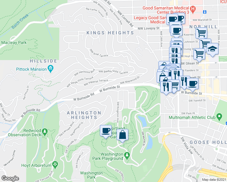 map of restaurants, bars, coffee shops, grocery stores, and more near 78 Southwest Tichner Drive in Portland