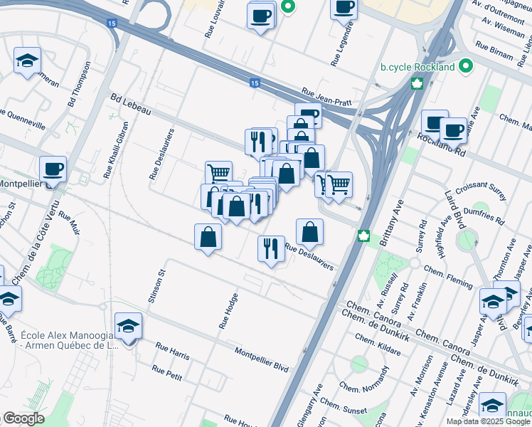 map of restaurants, bars, coffee shops, grocery stores, and more near 317 Rue Benjamin-Hudon in Montreal