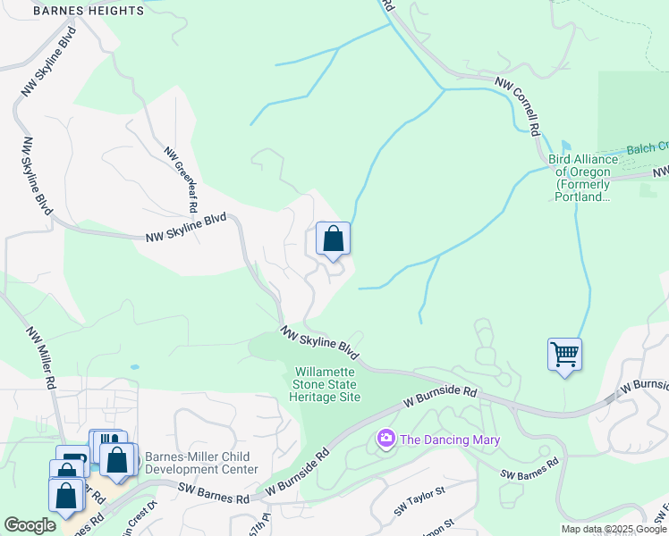 map of restaurants, bars, coffee shops, grocery stores, and more near 6323 Northwest Manor Drive in Portland