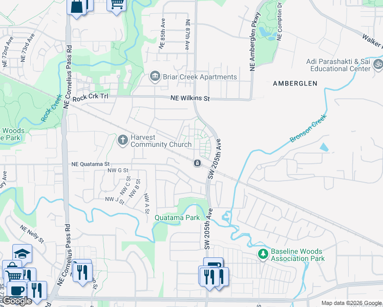 map of restaurants, bars, coffee shops, grocery stores, and more near 20572 Northeast Brentford Way in Hillsboro