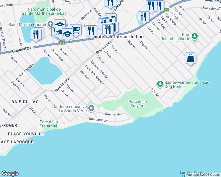 map of restaurants, bars, coffee shops, grocery stores, and more near 560 Domaine 27e Avenue in Sainte-Marthe-sur-le-Lac