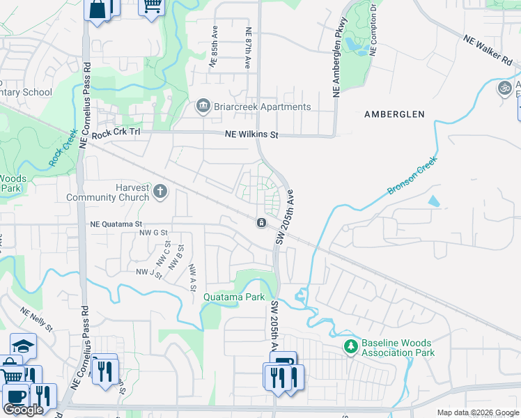 map of restaurants, bars, coffee shops, grocery stores, and more near 20572 Northeast Brentford Way in Hillsboro