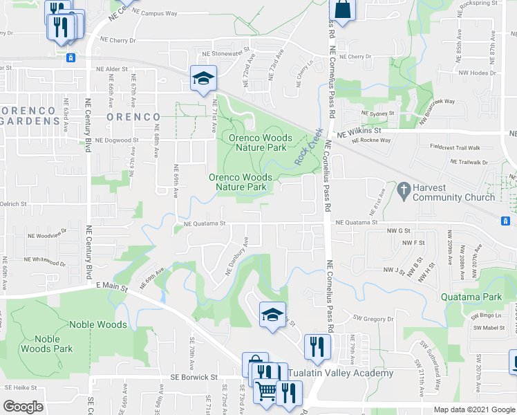 map of restaurants, bars, coffee shops, grocery stores, and more near 310 Northeast 74th Avenue in Hillsboro