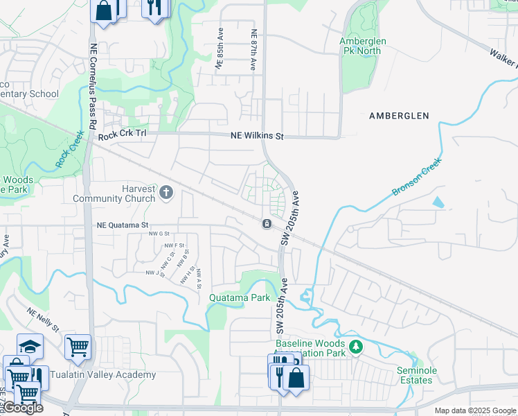 map of restaurants, bars, coffee shops, grocery stores, and more near 20612 Northwest Delamere Terrace in Beaverton