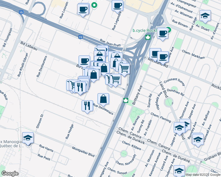 map of restaurants, bars, coffee shops, grocery stores, and more near in 
