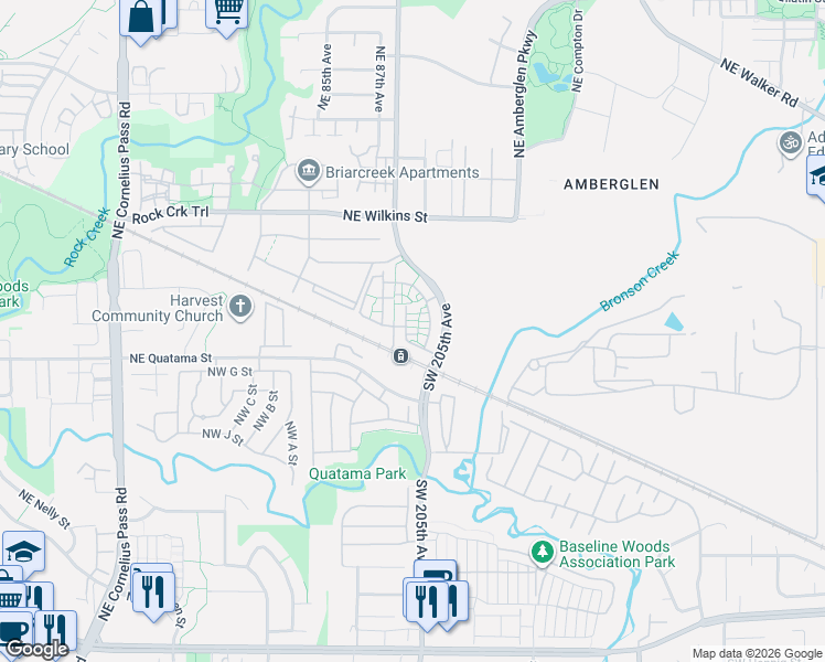 map of restaurants, bars, coffee shops, grocery stores, and more near 20572 Northeast Brentford Way in Hillsboro