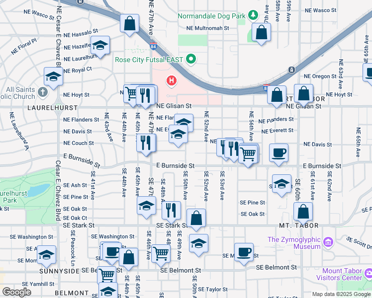 map of restaurants, bars, coffee shops, grocery stores, and more near in Portland