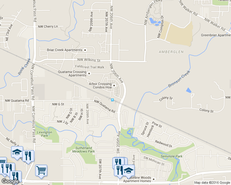 map of restaurants, bars, coffee shops, grocery stores, and more near 20572 Northeast Brentford Way in Hillsboro