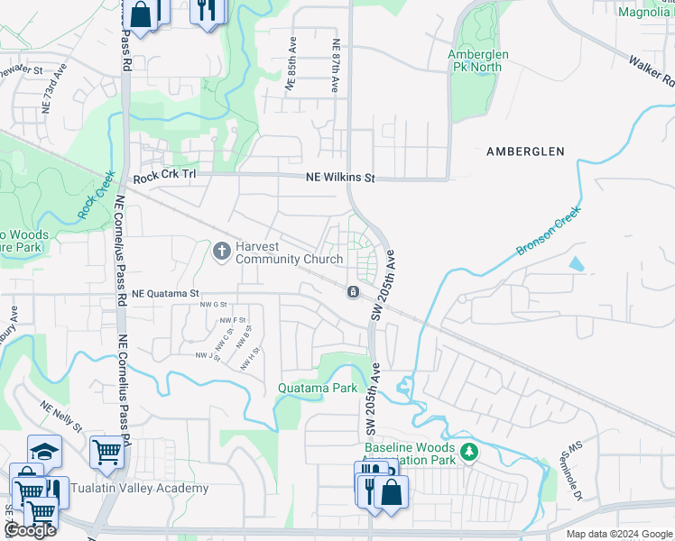 map of restaurants, bars, coffee shops, grocery stores, and more near 20572 Northeast Brentford Way in Hillsboro