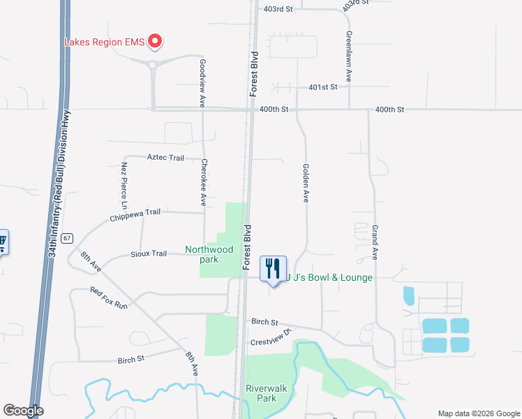 map of restaurants, bars, coffee shops, grocery stores, and more near 39697 Forest Boulevard in North Branch