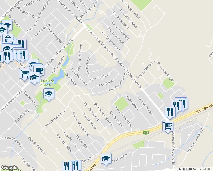 map of restaurants, bars, coffee shops, grocery stores, and more near 326 Rue Jetté in Saint-Bruno-de-Montarville