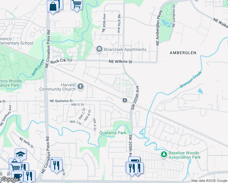 map of restaurants, bars, coffee shops, grocery stores, and more near 20678 Northwest Delamere Terrace in Beaverton