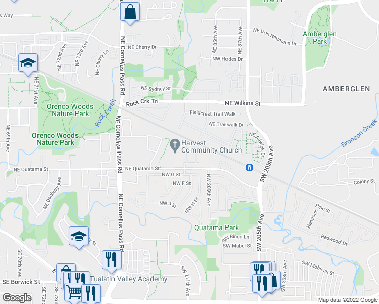 map of restaurants, bars, coffee shops, grocery stores, and more near 446 Northeast Patricia Ann Place in Hillsboro