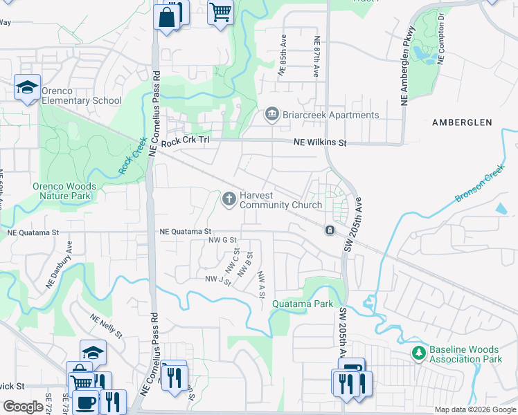 map of restaurants, bars, coffee shops, grocery stores, and more near 405 Northeast Tork Place in Hillsboro