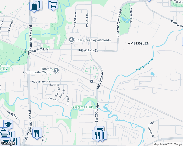 map of restaurants, bars, coffee shops, grocery stores, and more near 20572 Northeast Brentford Way in Hillsboro