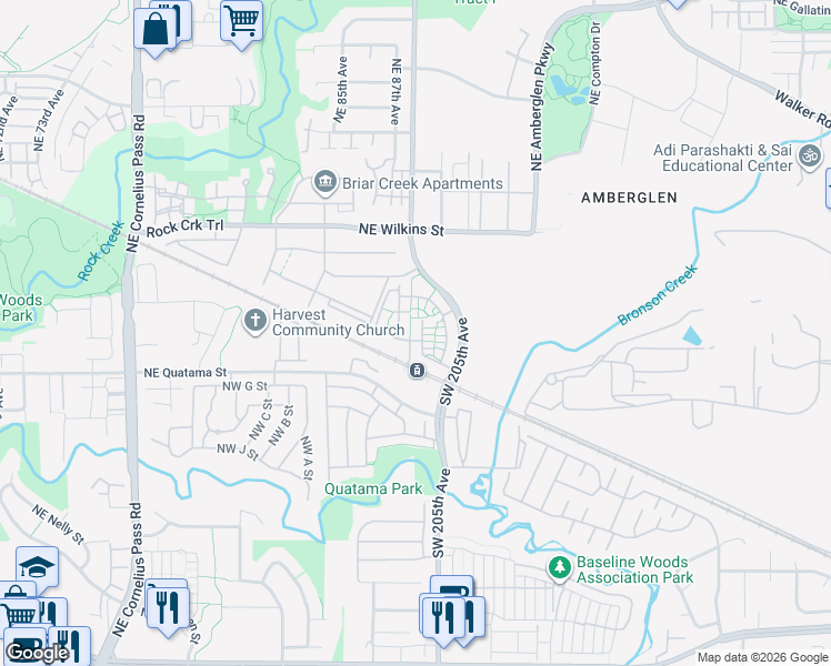 map of restaurants, bars, coffee shops, grocery stores, and more near 20572 Northeast Brentford Way in Hillsboro