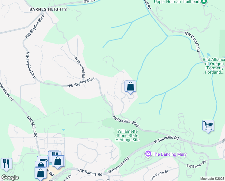 map of restaurants, bars, coffee shops, grocery stores, and more near 315 Northwest Royal Boulevard in Portland