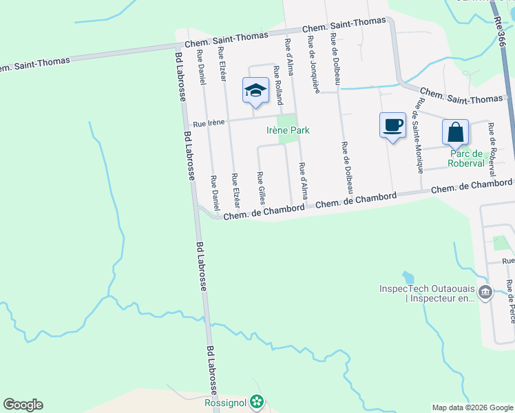 map of restaurants, bars, coffee shops, grocery stores, and more near 171 Chemin de Chambord in Gatineau