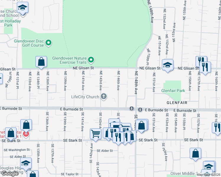 map of restaurants, bars, coffee shops, grocery stores, and more near 333 Northeast 146th Avenue in Portland