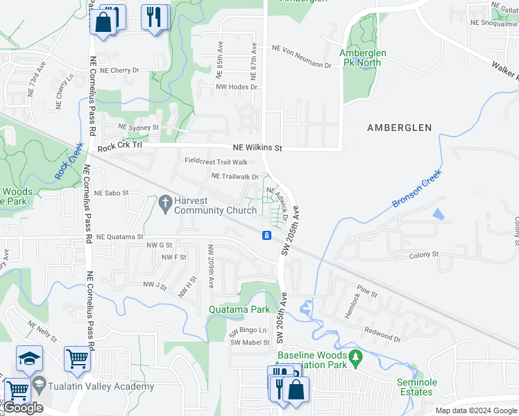 map of restaurants, bars, coffee shops, grocery stores, and more near 789 Northeast Adwick Drive in Beaverton