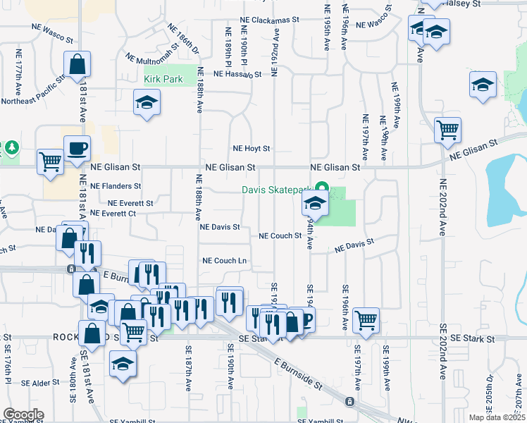 map of restaurants, bars, coffee shops, grocery stores, and more near 270 Northeast 191st Avenue in Portland
