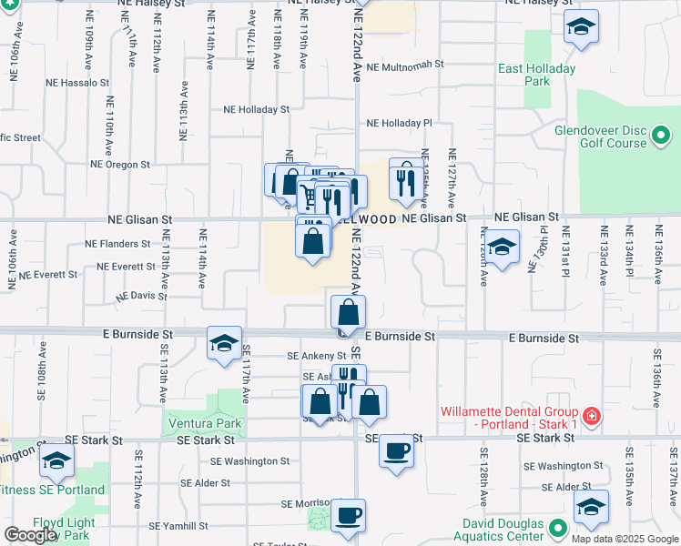 map of restaurants, bars, coffee shops, grocery stores, and more near in Portland
