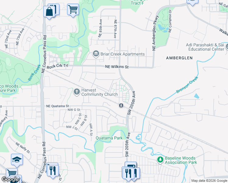 map of restaurants, bars, coffee shops, grocery stores, and more near 629 Northeast Autumncreek Way in Hillsboro
