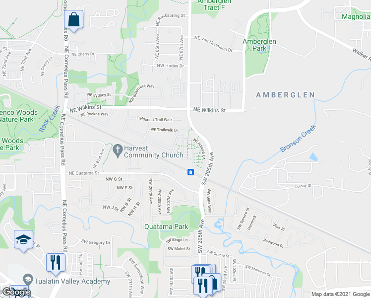 map of restaurants, bars, coffee shops, grocery stores, and more near 789 Northeast Adwick Drive in Beaverton