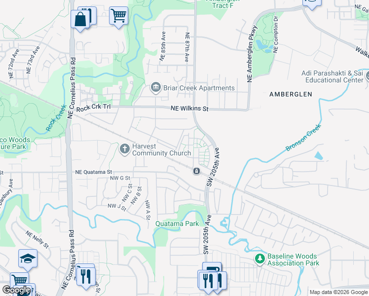 map of restaurants, bars, coffee shops, grocery stores, and more near 629 Northeast Autumncreek Way in Hillsboro
