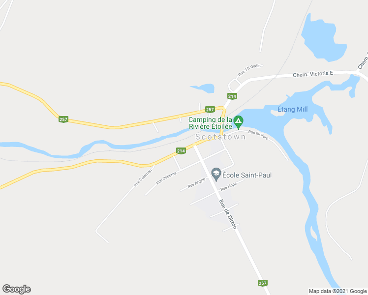 map of restaurants, bars, coffee shops, grocery stores, and more near 66 Chemin Victoria Ouest in Scotstown