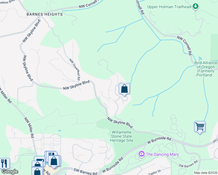 map of restaurants, bars, coffee shops, grocery stores, and more near 327 Northwest Royal Boulevard in Portland