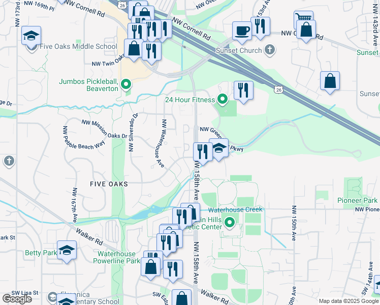 map of restaurants, bars, coffee shops, grocery stores, and more near 720 Northwest Island Terrace in Beaverton