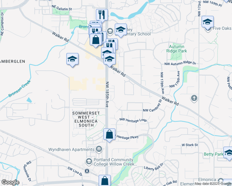 map of restaurants, bars, coffee shops, grocery stores, and more near 770 Northwest 185th Avenue in Beaverton