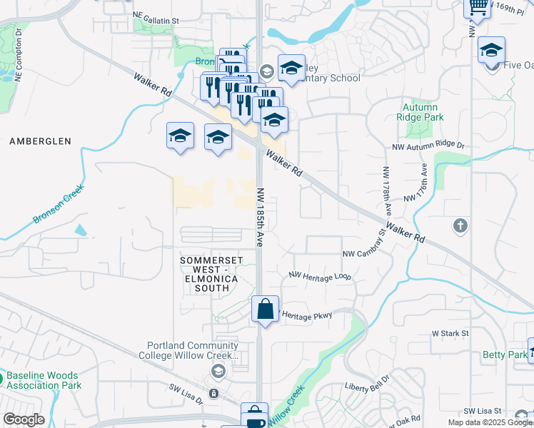 map of restaurants, bars, coffee shops, grocery stores, and more near 770 Northwest 185th Avenue in Beaverton