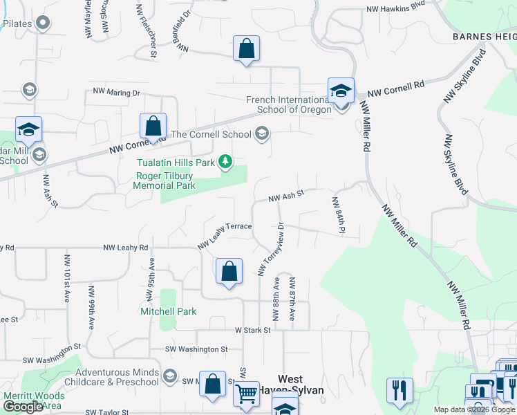 map of restaurants, bars, coffee shops, grocery stores, and more near 680 Northwest Torreyview Lane in Portland
