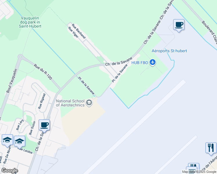 map of restaurants, bars, coffee shops, grocery stores, and more near Rue de l'Éna in Longueuil