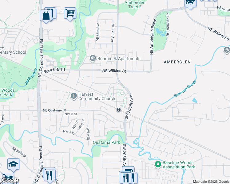 map of restaurants, bars, coffee shops, grocery stores, and more near 674 Northeast Newstead Lane in Hillsboro