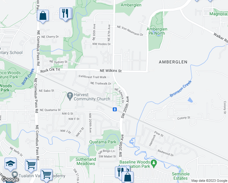 map of restaurants, bars, coffee shops, grocery stores, and more near 789 Northeast Adwick Drive in Beaverton