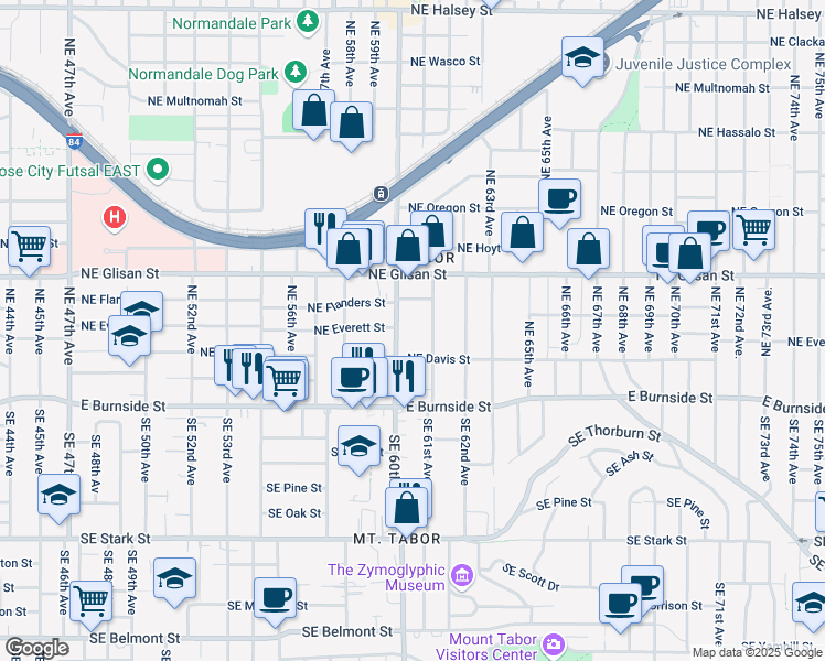 map of restaurants, bars, coffee shops, grocery stores, and more near 280 Northeast 60th Avenue in Portland
