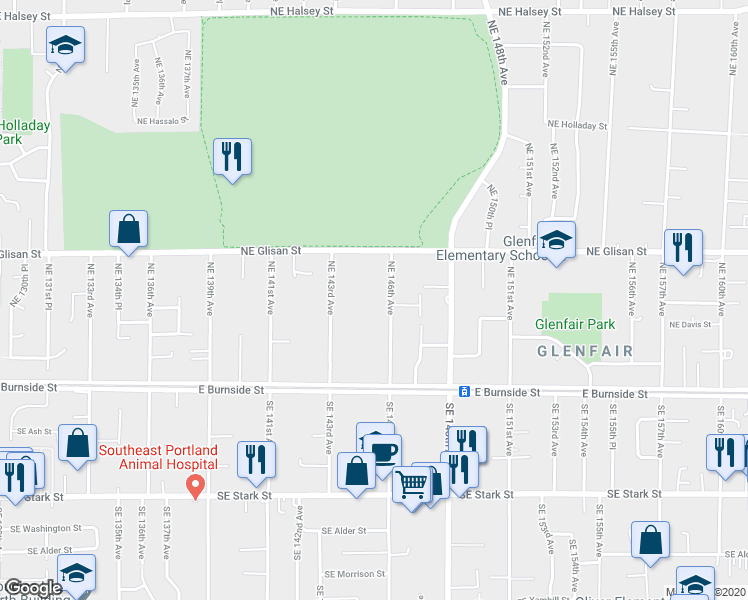 map of restaurants, bars, coffee shops, grocery stores, and more near 333 Northeast 146th Avenue in Portland