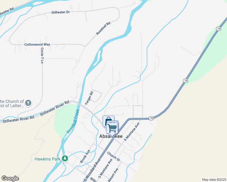 map of restaurants, bars, coffee shops, grocery stores, and more near 2-48 Abattoir Road in Absarokee