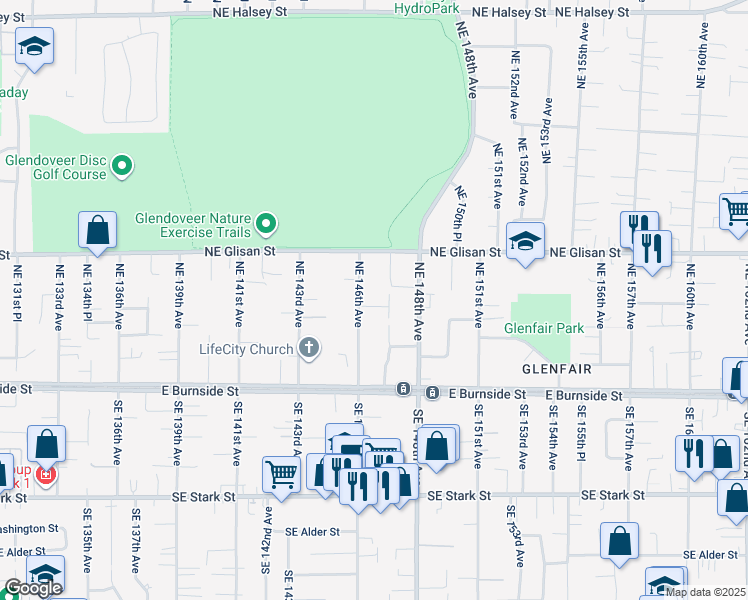 map of restaurants, bars, coffee shops, grocery stores, and more near 14621 Northeast Everett Street in Portland