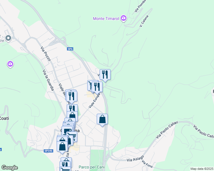 map of restaurants, bars, coffee shops, grocery stores, and more near 3 Via Catena in Grezzana