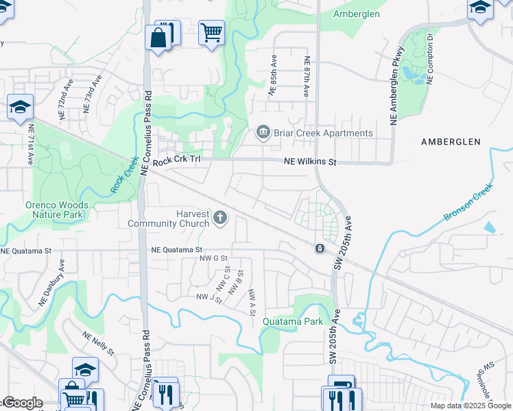 map of restaurants, bars, coffee shops, grocery stores, and more near 730 Northeast Autumncreek Way in Beaverton