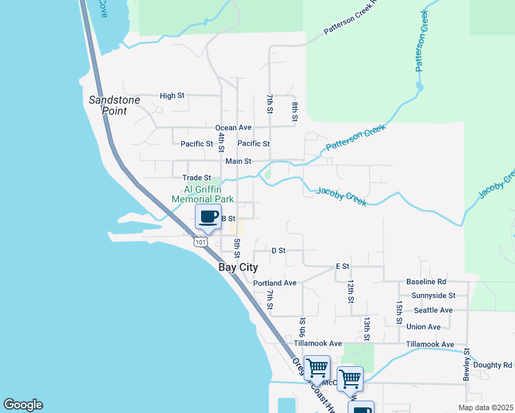 map of restaurants, bars, coffee shops, grocery stores, and more near 9465 6th St in Bay City