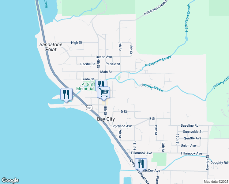 map of restaurants, bars, coffee shops, grocery stores, and more near 9465 6th Street in Bay City