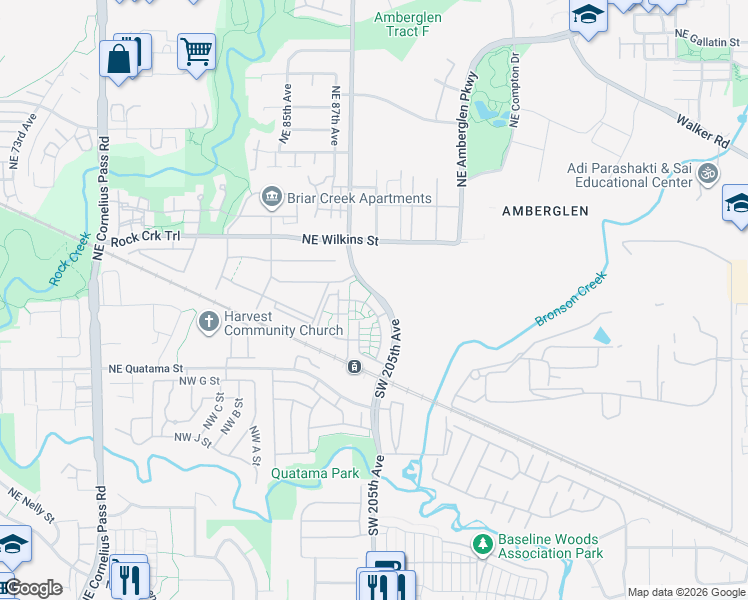 map of restaurants, bars, coffee shops, grocery stores, and more near 710 Northeast Adwick Drive in Beaverton