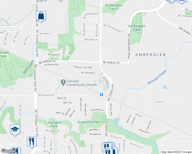 map of restaurants, bars, coffee shops, grocery stores, and more near 690 Northwest Roydon Terrace in Beaverton